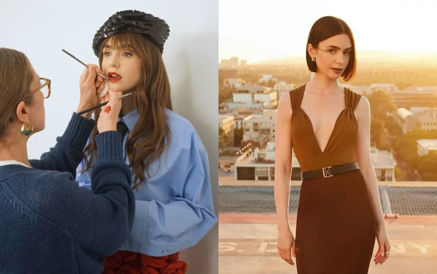 比劇中還美！Lily Collins 宣傳《艾蜜莉在巴黎4》穿搭女人味十足：Valentino立體玫瑰花迷你褲裙、CELINE大蝴蝶結洋裝、Saint Laurent 真絲連身衣..