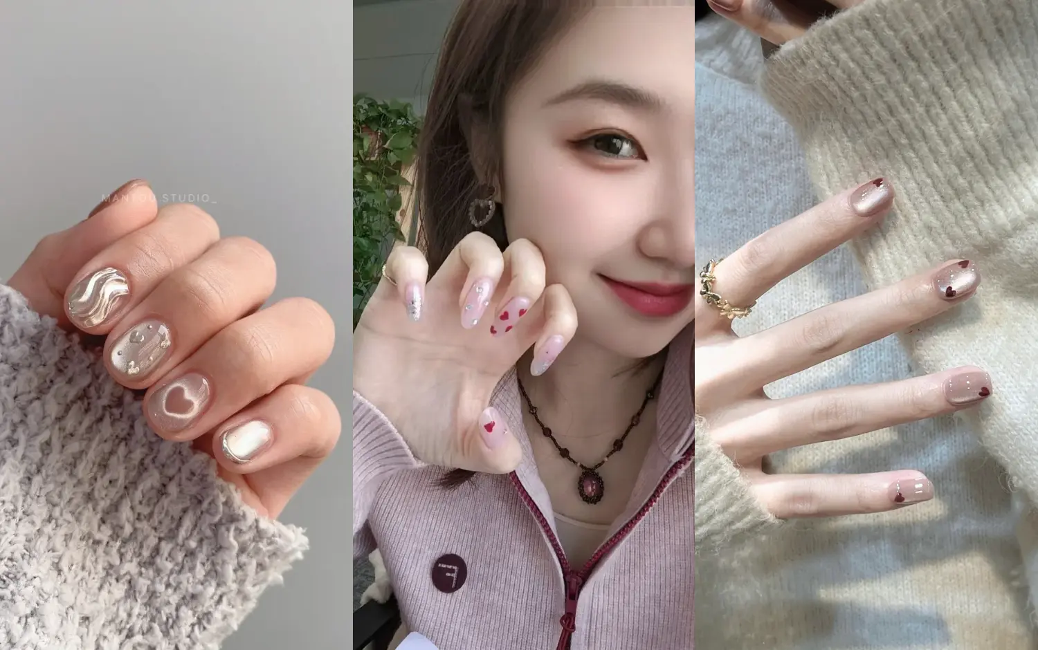 情人節就做這款！招桃花「愛心美甲」推薦：2026代表色「雲舞白」、貓眼細閃愛心、線條愛心腮紅...這款超氣質！