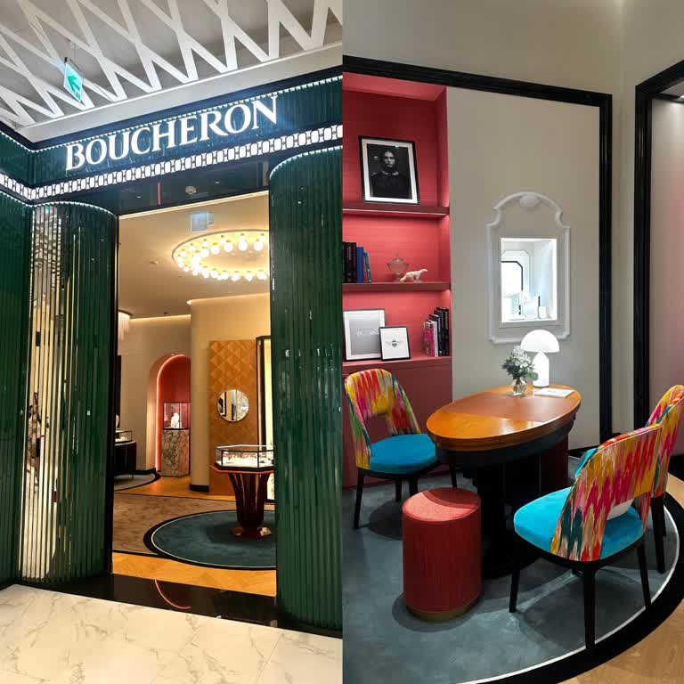 法國高級珠寶BOUCHERON入駐新光Diamond Towers：絢爛祖母綠鑽石外牆、繽紛全息花園色彩裝潢、明星黑貓Wladimir寵物床...