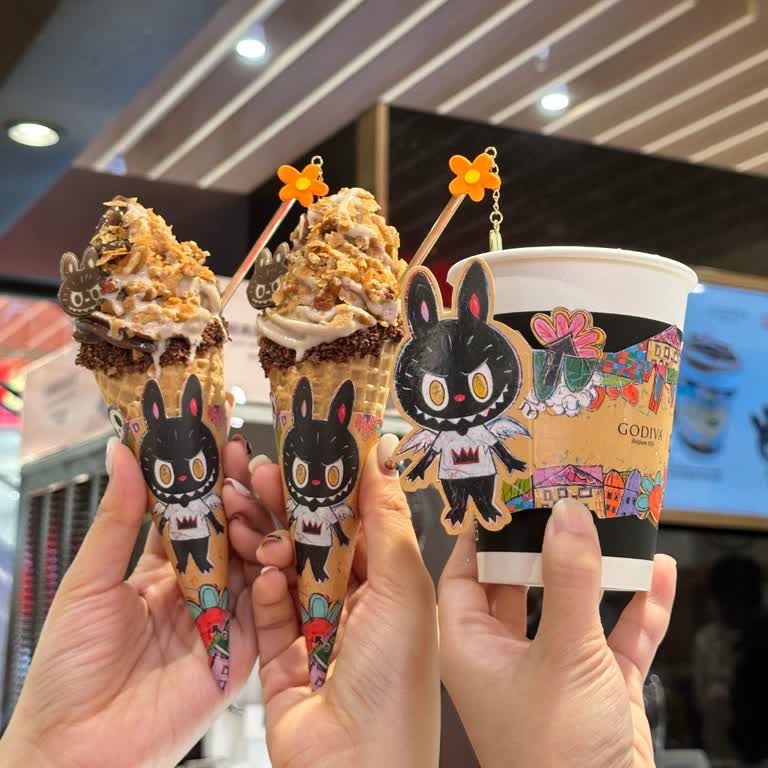 GODIVA × LABUBU 秋季聯名登場！金屬湯匙加上橘色小花更可愛，多款聯名禮盒還有LABUBU造型巧克力，粉絲必收！