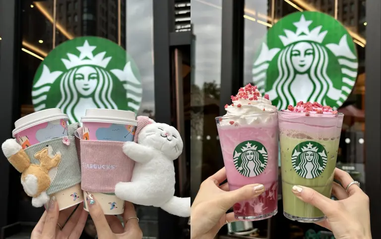 2026星巴克櫻花季不只櫻花！還有貓咪跟柯基，粉嫩色系搭配萌寵太可愛～貓派犬派都有你的愛！