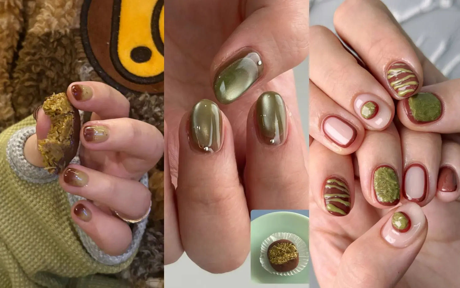 買不到杜拜巧克？那就把它放指尖上吧！韓妞超夯「杜拜巧克力美甲」圖鑑：綠+咖超可愛配色這樣畫看起來好好吃...