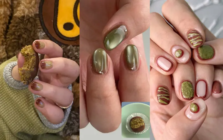 買不到杜拜巧克力？那就把它放指尖上吧！韓妞超夯「杜拜巧克力美甲」圖鑑：綠+咖超可愛配色這樣畫看起來好好吃...