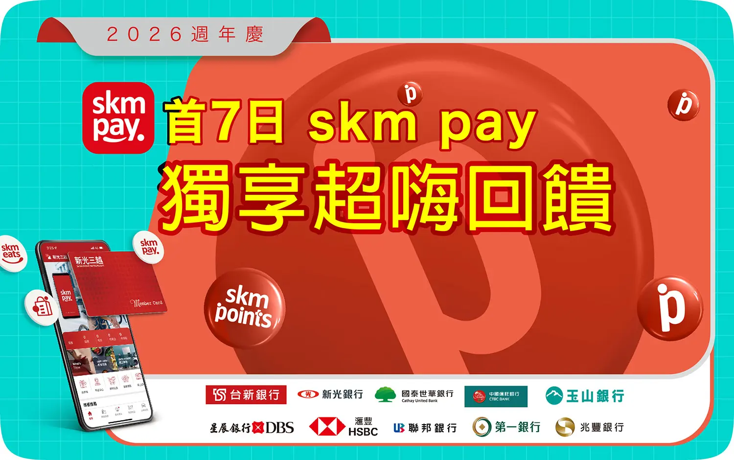 2026週年慶｜首7日skm pay 獨享超嗨回饋