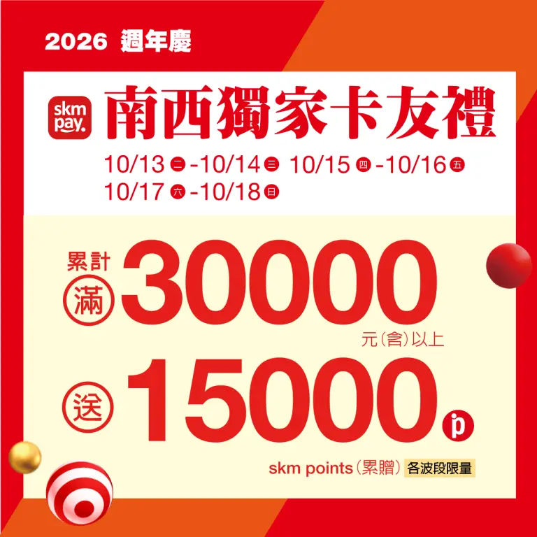 (2026週年慶)南西獨家卡友禮30000贈15000